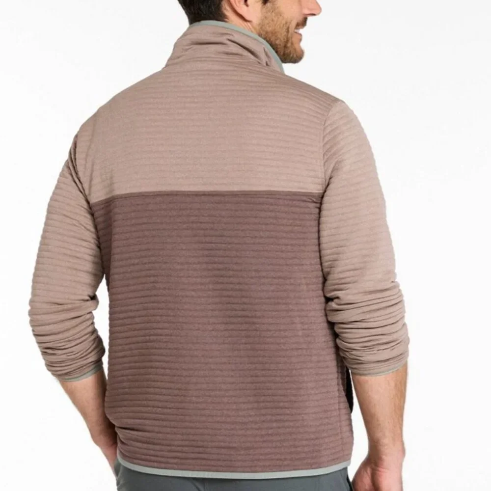 L.L. Bean Men's Airlight Knit Pullover, Colorblock, Putty/Weathered Oak, Medium